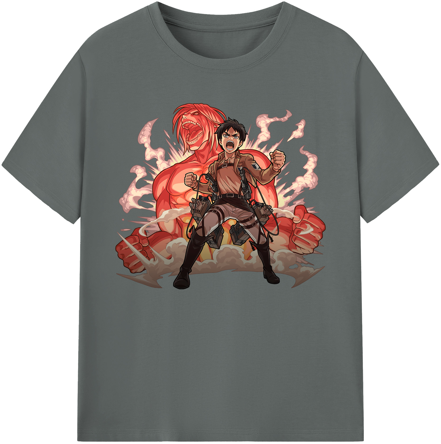 （画像用） 進撃の巨人 エレン･イェーガー Attack on Titan Eren Jäger 綿100％ メンズ半袖Tシャツ｜肌触りやわらか＆通気性